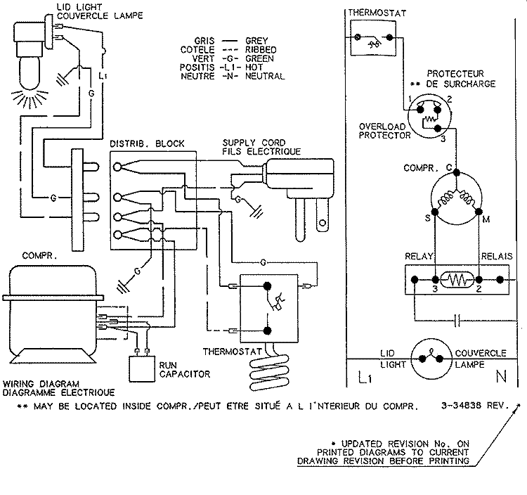 WIRING INFORMATION Diagram and Parts List for RFCA150AAW  Admiral Freezer