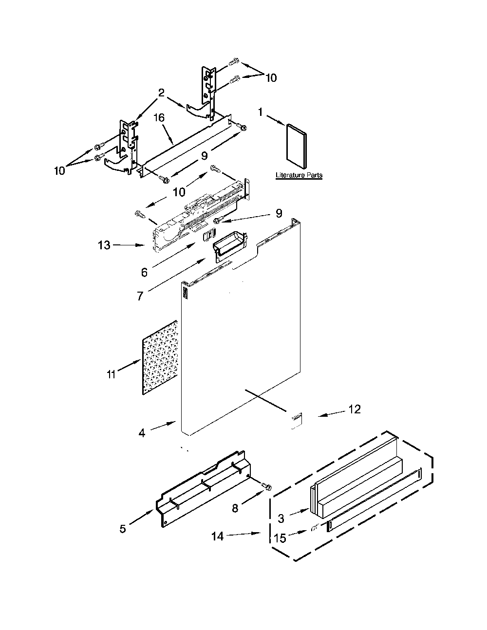Door Panel Parts Diagram and Parts List for 66514749N510  Kenmore Dishwasher