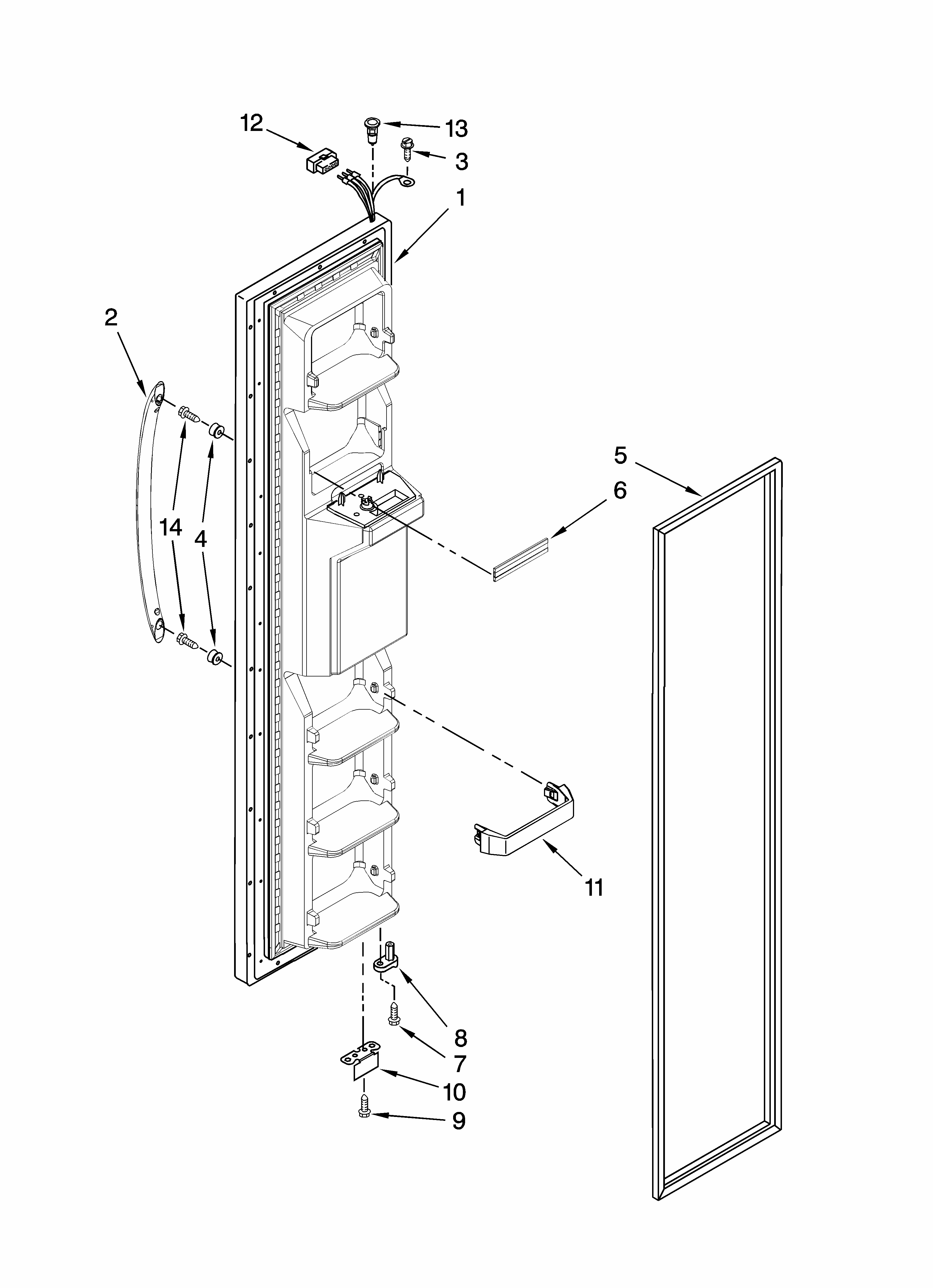 Freezer Door Parts Diagram and Parts List for MSD2242VES00  Maytag Refrigerator