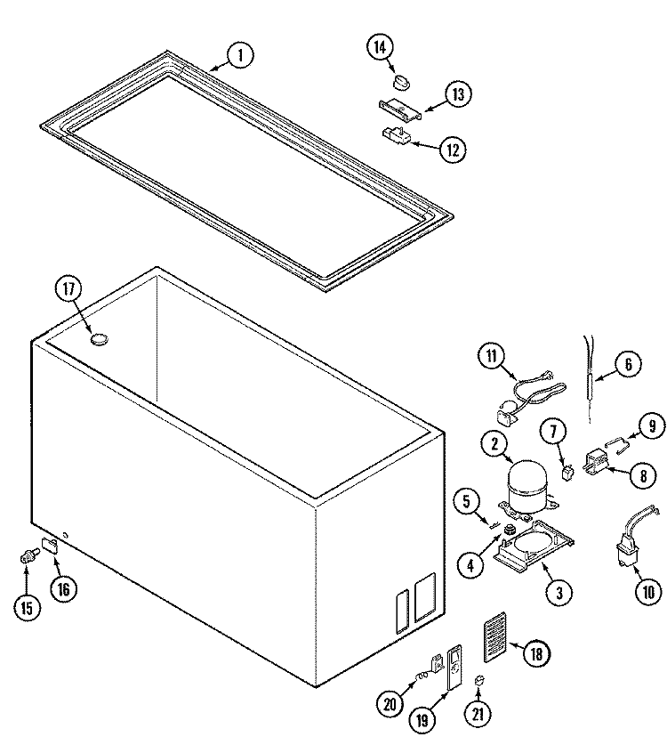 CABINET Diagram and Parts List for RFCA120AAW  Admiral Freezer