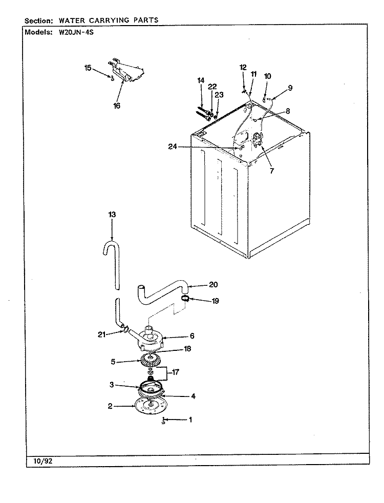 WATER CARRYING (W20JN4S) (REV. A - E) Diagram and Parts List for W20JN4S  Magic Chef Washer