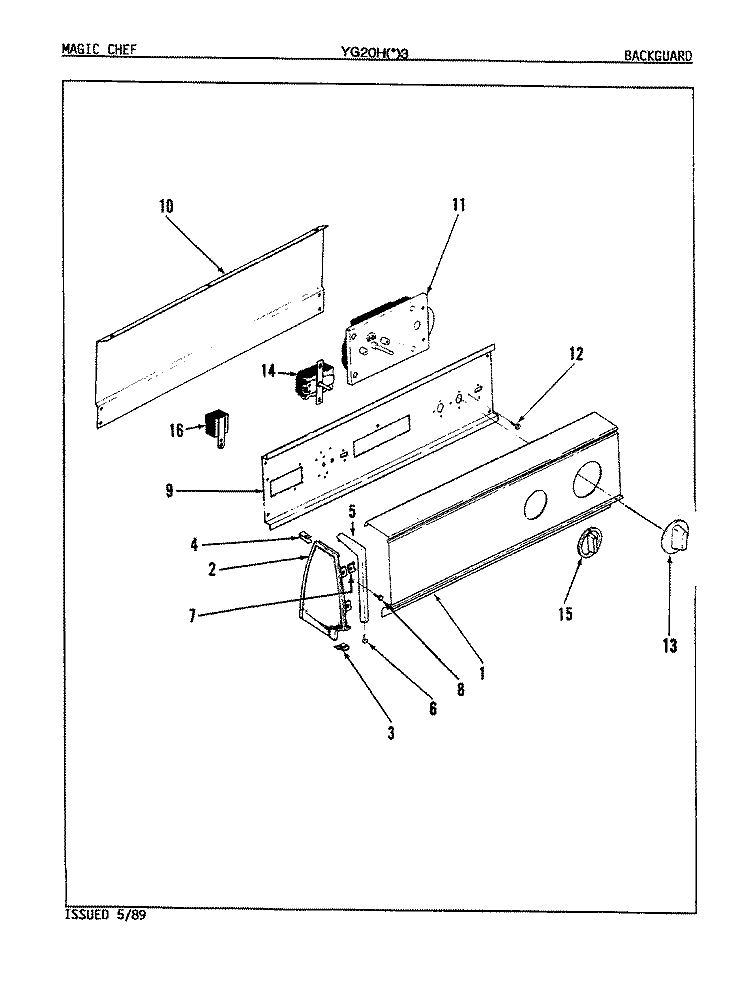 EXTERIOR (YG20H2) (REV. E) Diagram and Parts List for YG20HN2  Magic Chef Dryer