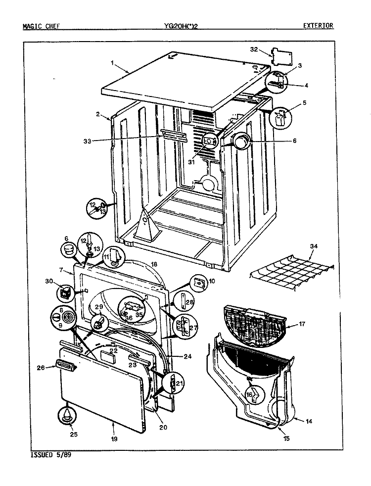 CYLINDER & DRIVE (YG20H2) (REV. E) Diagram and Parts List for YG20HA2  Magic Chef Dryer