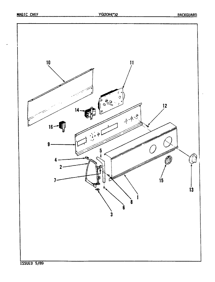 CONTROL PANEL (YG20H2) (REV. E) Diagram and Parts List for YG20HA2  Magic Chef Dryer