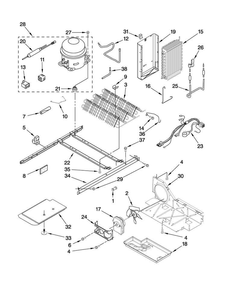 Unit Parts Diagram and Parts List for ASD2520WRW00  Amana Refrigerator