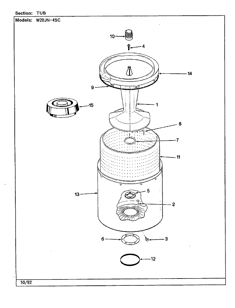 TUB (W20JN4SC) (REV. A) Diagram and Parts List for W20JA4SC  Magic Chef Washer