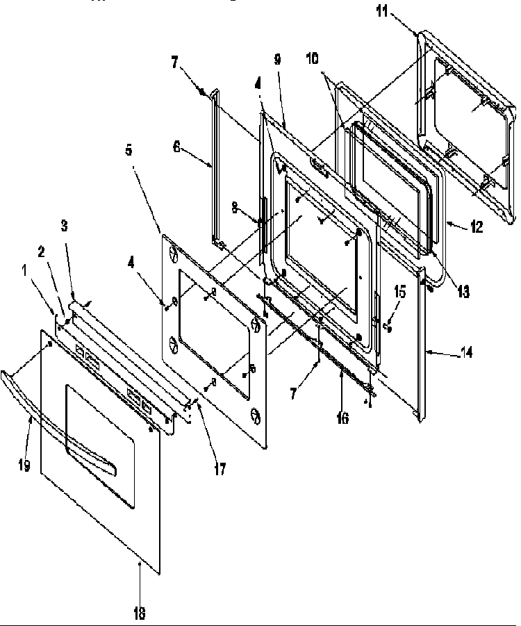 Oven Door Diagram and Parts List for ARG7800E-P1143322NE  Amana Range