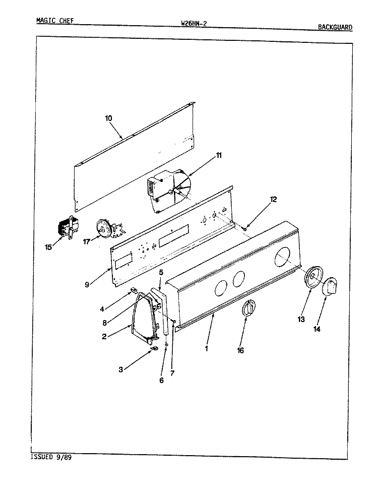 CONTROL PANEL (REV. E - G) Diagram and Parts List for W26HY2  Magic Chef Washer