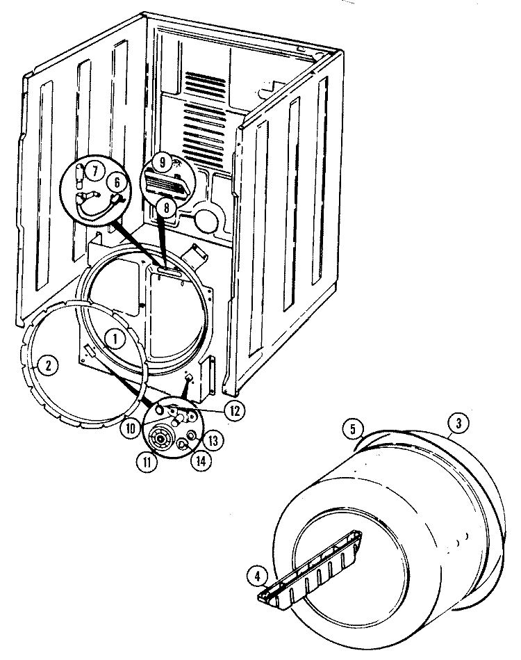 TUMBLER (REV. E) Diagram and Parts List for DGL203AC  Norge Dryer