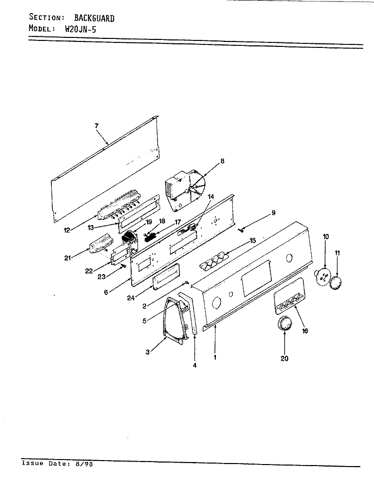 CONTROL PANEL (W20JN5) (REV. E) Diagram and Parts List for W20JN5  Magic Chef Washer