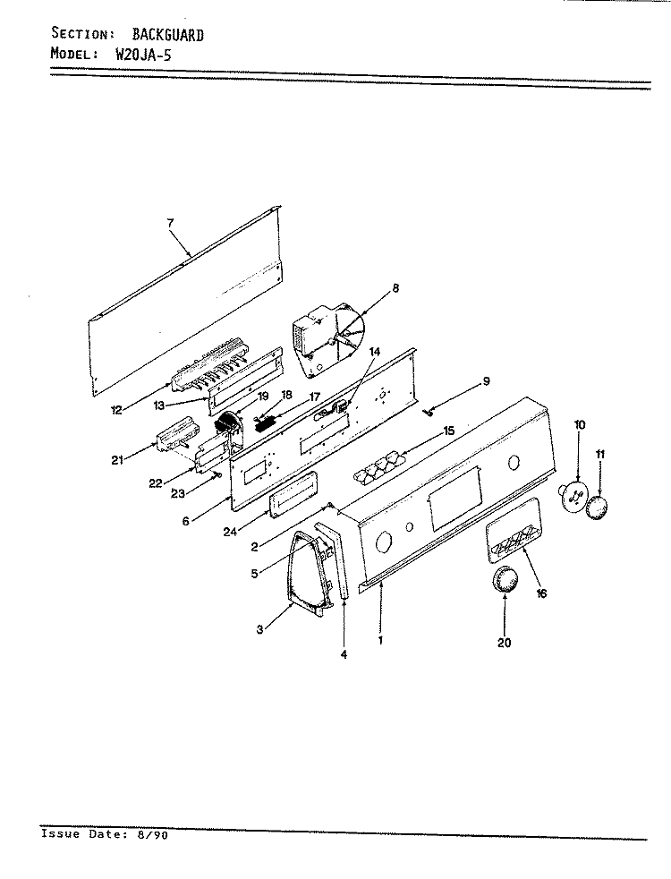 CONTROL PANEL (W20JA5) (REV. E) Diagram and Parts List for W20JA5  Magic Chef Washer
