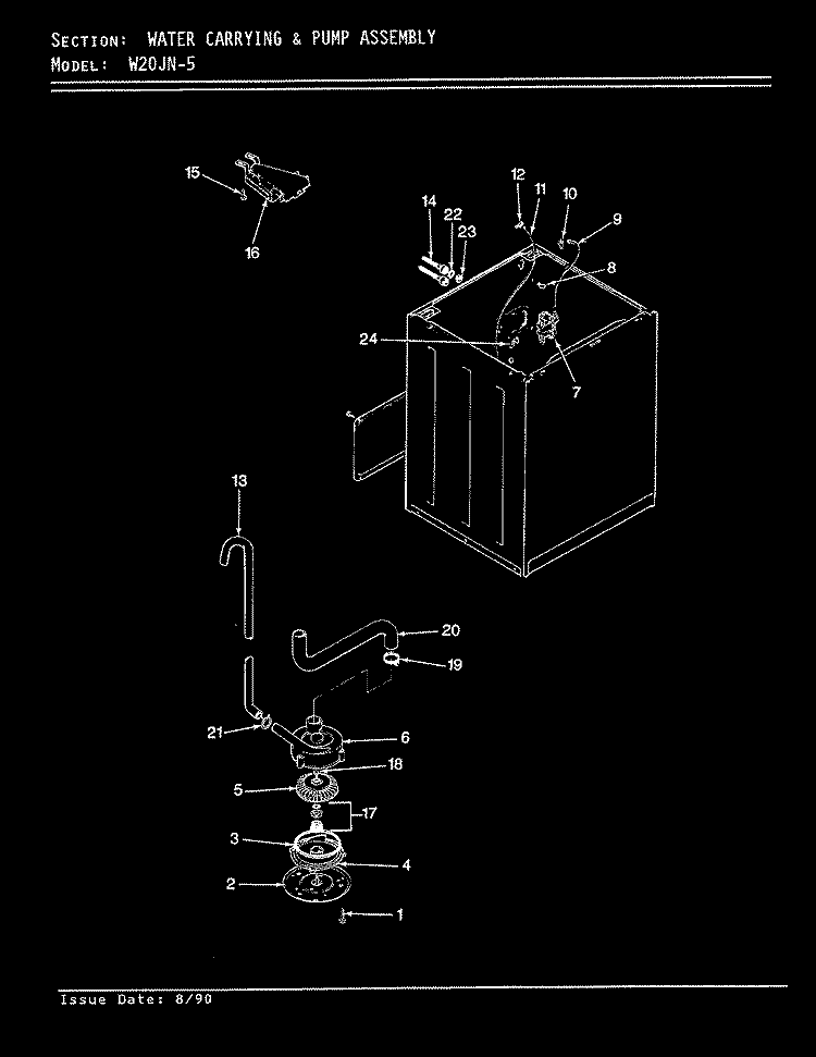 WATER CARRYING (W20JN5) (REV. A - D) Diagram and Parts List for W20JN5  Magic Chef Washer