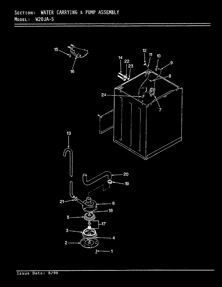 WATER CARRYING (W20JA5) (REV. A - D) Diagram and Parts List for W20JA5  Magic Chef Washer