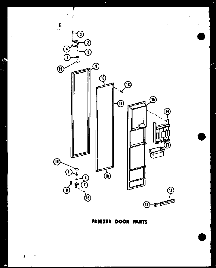 Freezer Door Parts Diagram and Parts List for ESR22D-P73900-20W  Amana Refrigerator