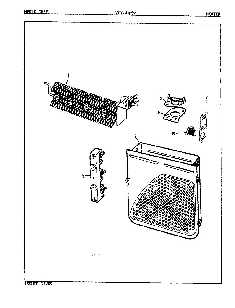 HEATER (REV. A - D) Diagram and Parts List for YE25HA2  Magic Chef Dryer