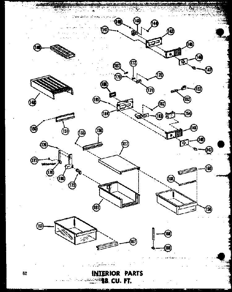 Interior Parts 18 Cu. Ft. Diagram and Parts List for T16N-C-P60236-42WC  Amana Refrigerator
