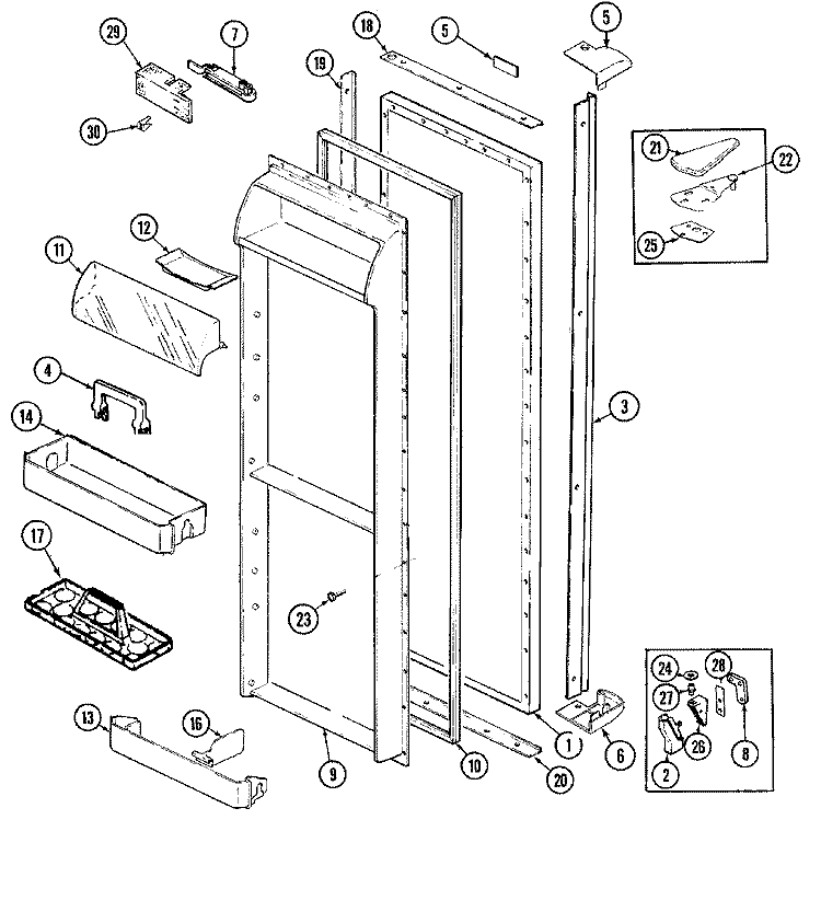 FRESH FOOD DOOR Diagram and Parts List for JRSDE248TA  Jenn-Air Refrigerator