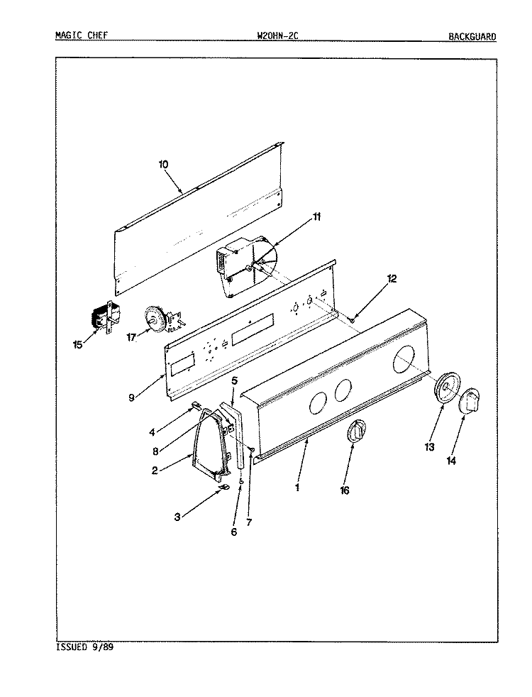 CONTROL PANEL (W20HN - 2C) (REV. A - D) Diagram and Parts List for W20HA2C  Magic Chef Washer