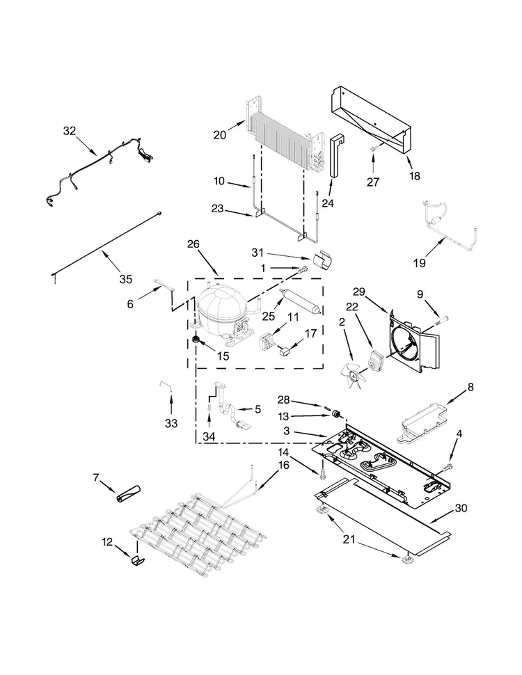 Unit Parts Diagram and Parts List for MFT2574DEH02  Maytag Refrigerator