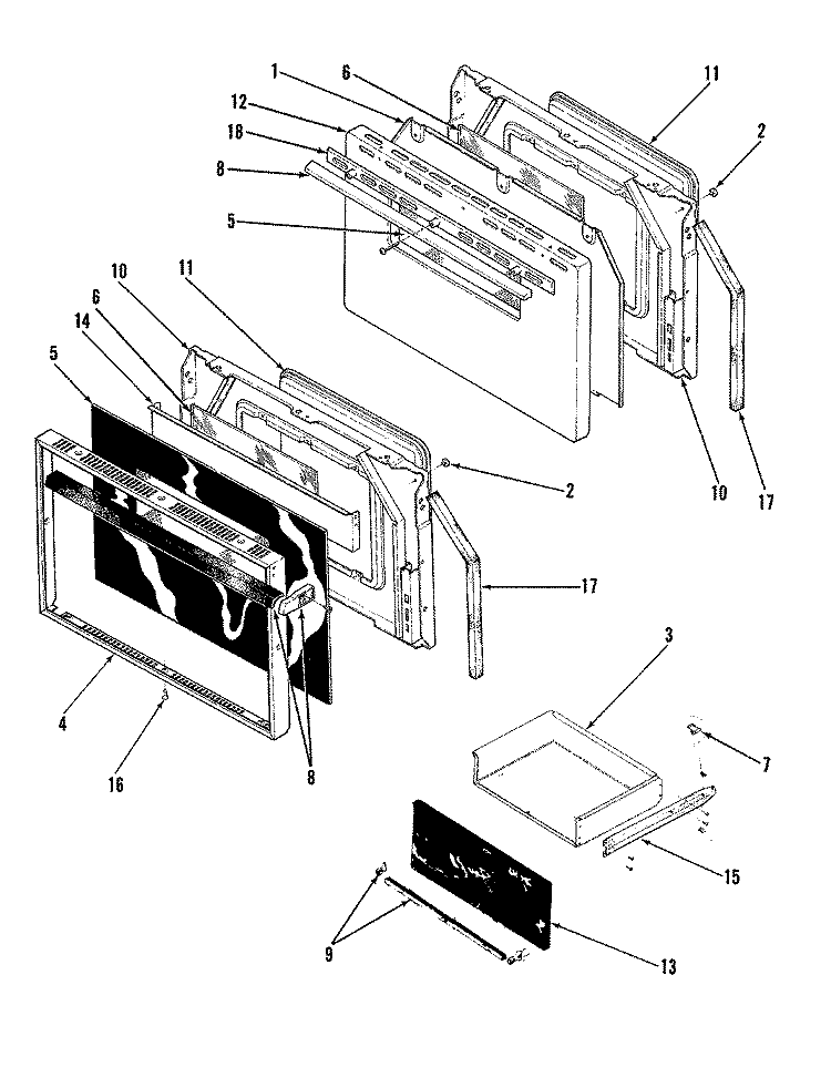 DOOR Diagram and Parts List for 38FA-3TXW-ON  Magic Chef Range