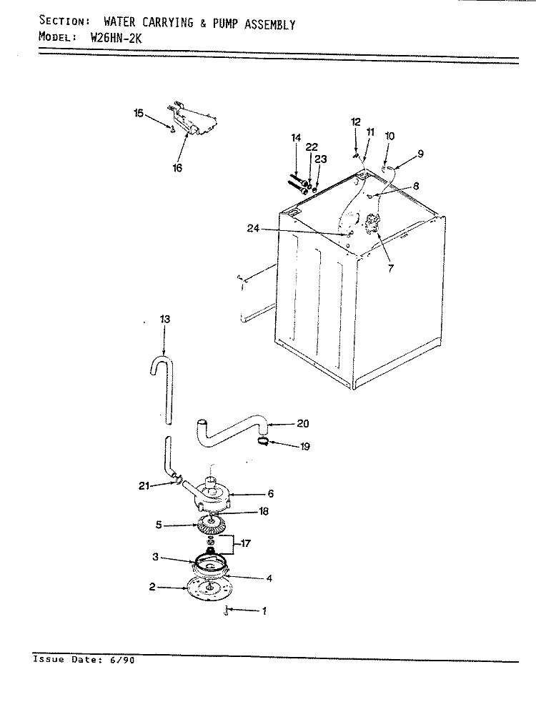 WATER CARRY & PUMP (W26HN2KK) (REV. E) Diagram and Parts List for W26HY2K  Magic Chef Washer