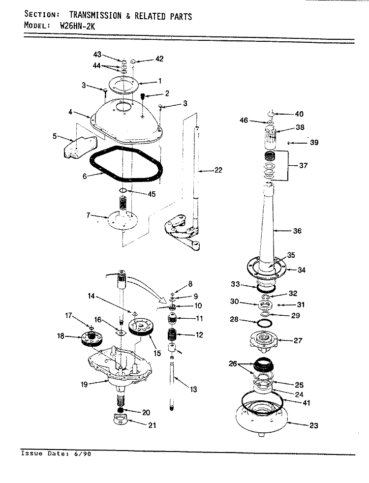 TRANS. & REL. PARTS (W26HN2K) (REV. E) Diagram and Parts List for W26HY2K  Magic Chef Washer