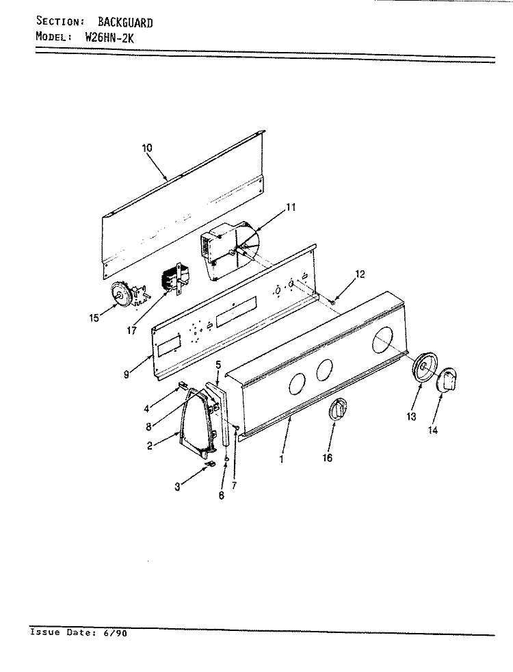 CONTROL PANEL (W26HN2K) (REV. E) Diagram and Parts List for W26HY2K  Magic Chef Washer