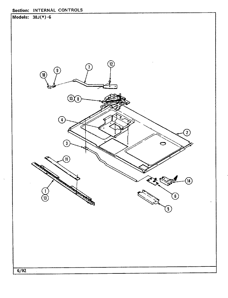INTERNAL CONTROLS Diagram and Parts List for 38JN-6AVW-EV  Magic Chef Range