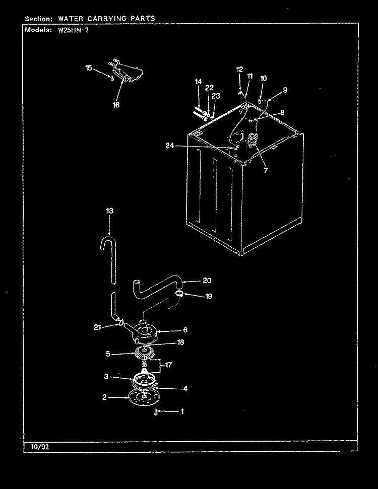 WATER CARRYING (REV. G - L) Diagram and Parts List for W25HN2  Magic Chef Washer
