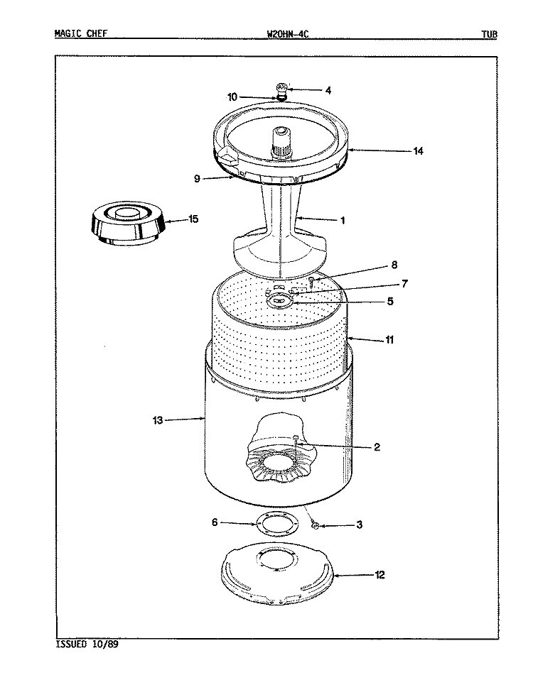 TUB (REV. A - B) Diagram and Parts List for W20HA4C  Magic Chef Washer