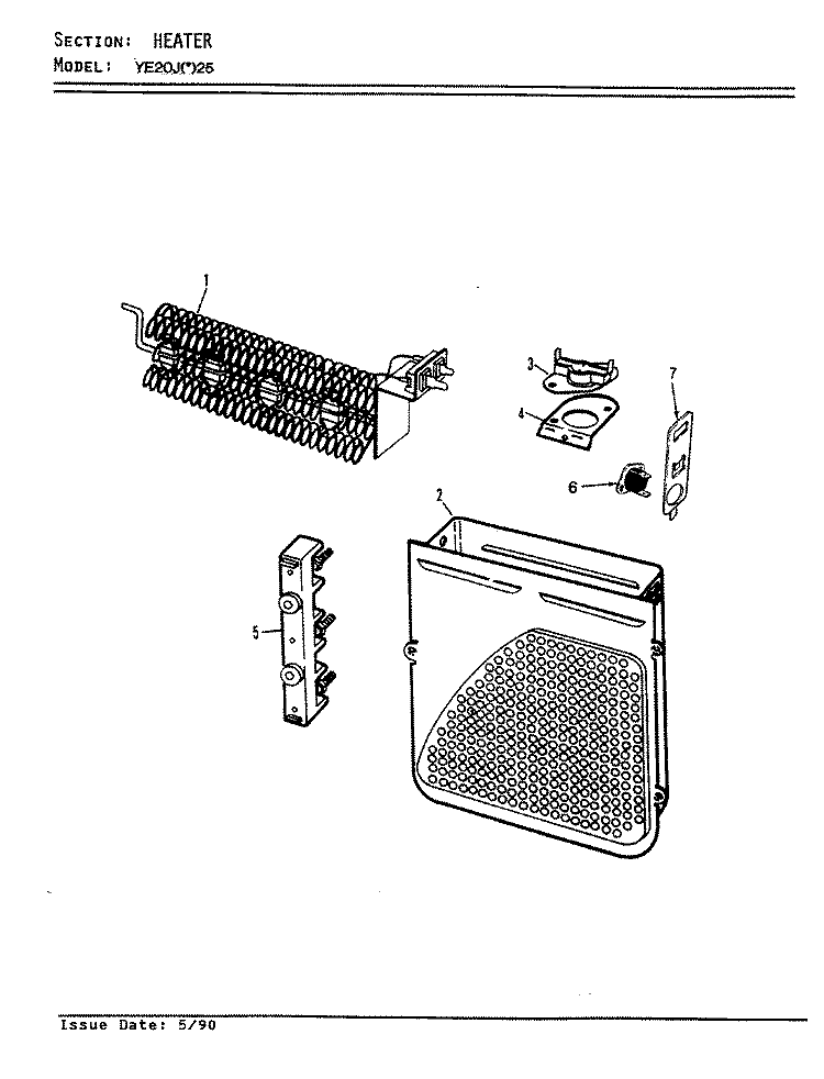 HEATER (REV. A - B) Diagram and Parts List for YE20JN25  Magic Chef Dryer