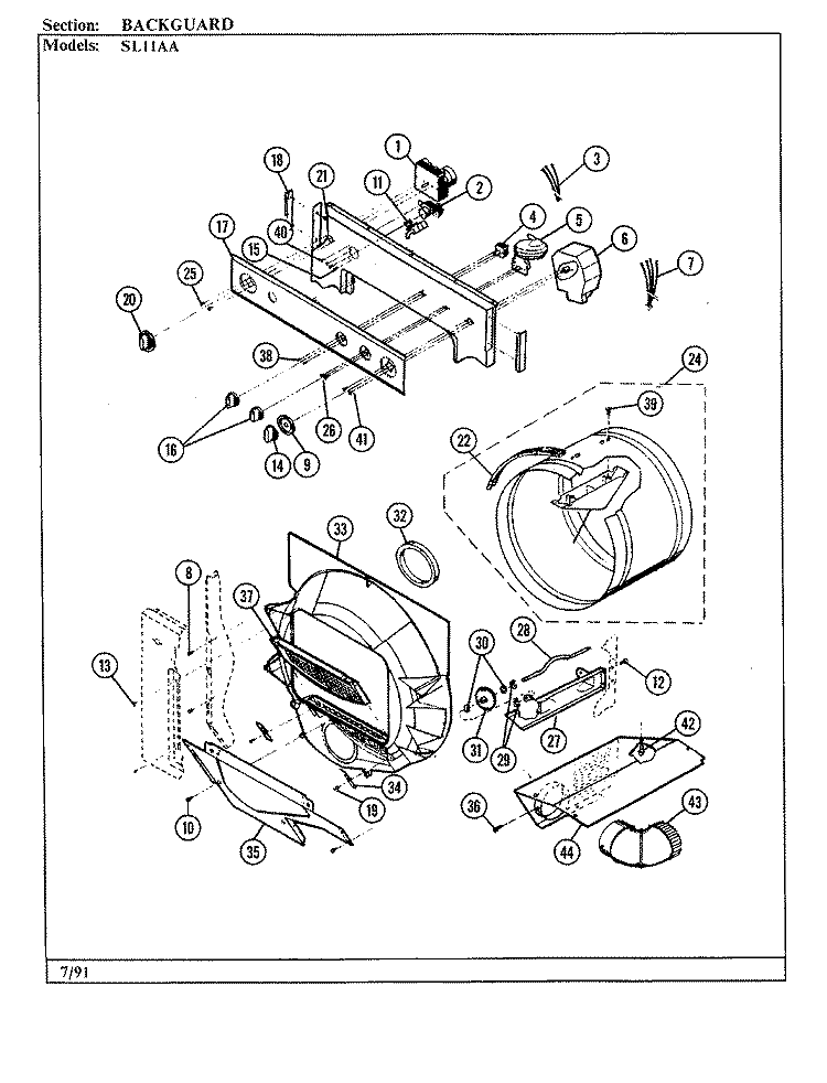 CONTROL PANEL Diagram and Parts List for SL11AA  Maytag Washer Dryer Combo