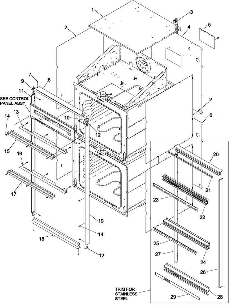 Cabinet Diagram and Parts List for AOCD2770WW-P113237NWW  Amana Wall Oven