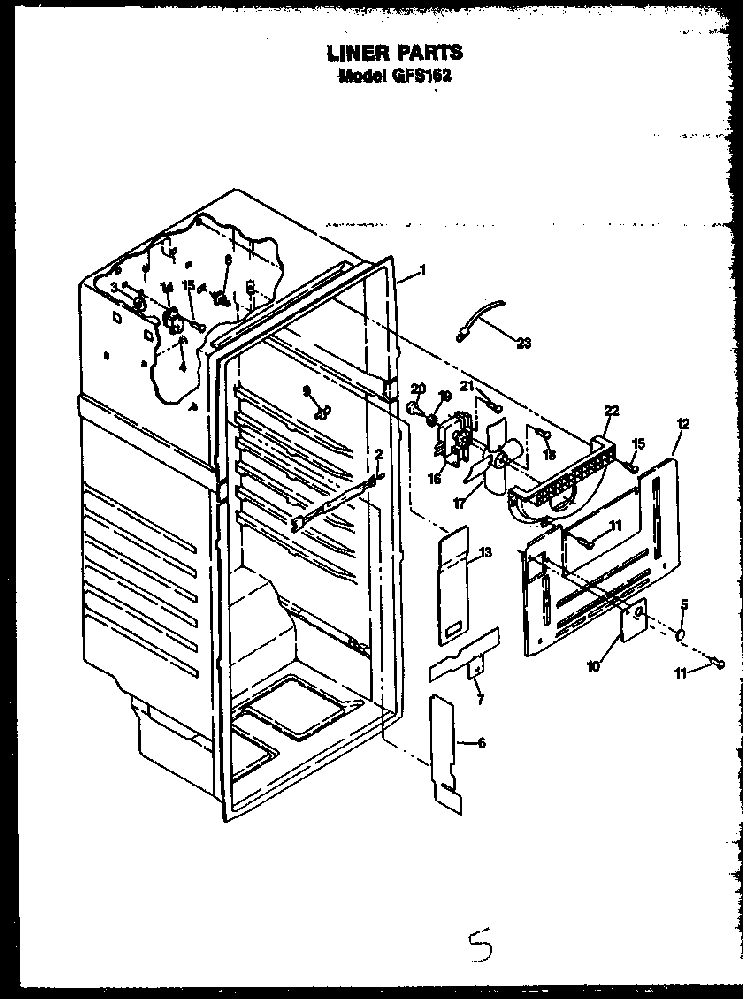 Liner Parts Diagram and Parts List for GFS162 MN10 Caloric Refrigerator