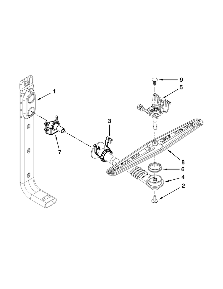 Upper Wash And Rinse Parts Diagram and Parts List for MDC4809PAW1  Maytag Dishwasher