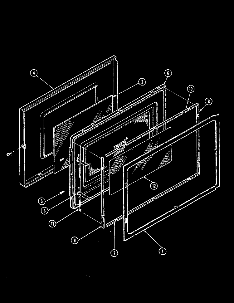 DOOR PARTS Diagram and Parts List for M5E-1C  Magic Chef Microwave