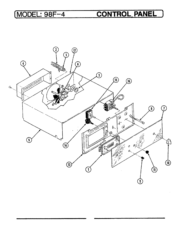 CONTROL PANEL Diagram and Parts List for 98FA-4CLX  Magic Chef Wall Oven