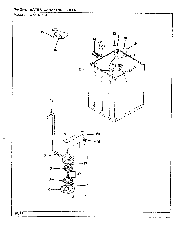 WATER CARRYING (REV. A - D) Diagram and Parts List for W20JA5SC  Magic Chef Washer