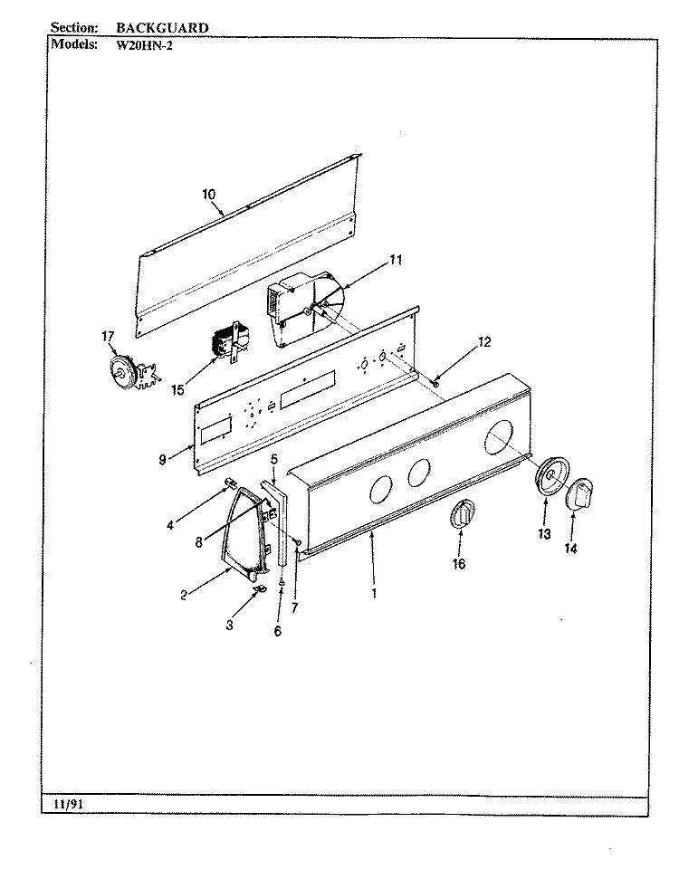 CONTROL PANEL (REV. A - D) (W20JN5SC) Diagram and Parts List for W20JN5SC  Magic Chef Washer