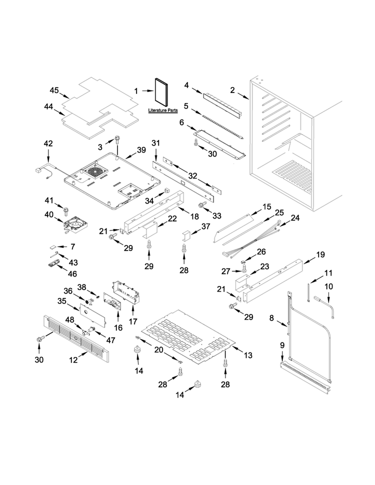 Cabinet Parts Diagram and Parts List for JUG24FLECX00  Jenn-Air Refrigerator