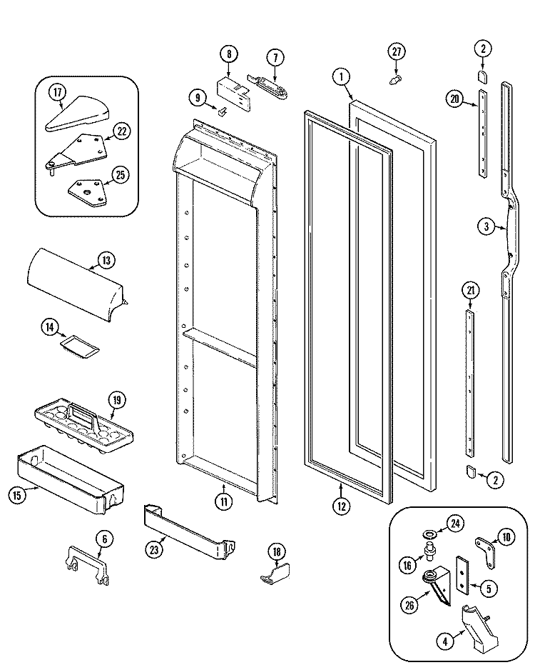 FRESH FOOD DOOR Diagram and Parts List for GS24Y8DV  Maytag Refrigerator