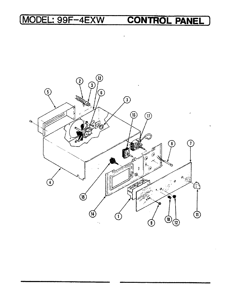 CONTROL PANEL Diagram and Parts List for 99F-4EXW  Magic Chef Wall Oven