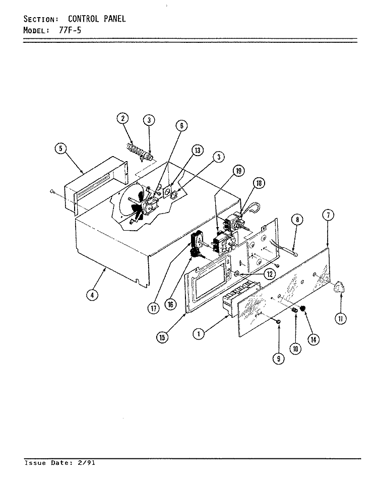 CONTROL PANEL Diagram and Parts List for 77FN-5EXWM9  Magic Chef Microwave Oven Combo