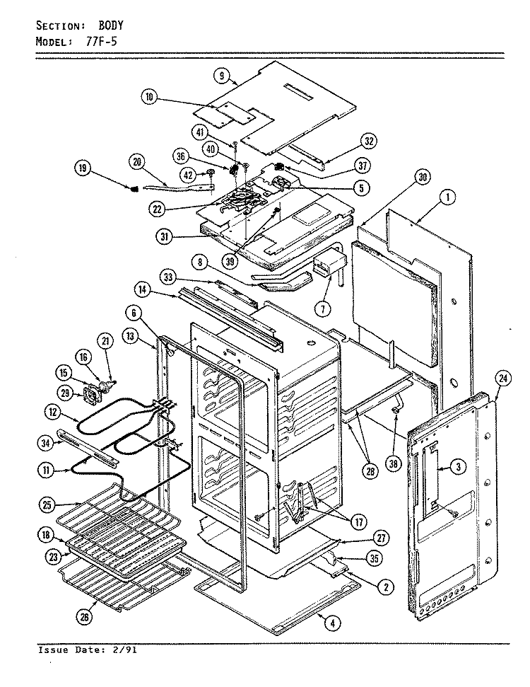 BODY Diagram and Parts List for 77FN-5EXWM9  Magic Chef Microwave Oven Combo
