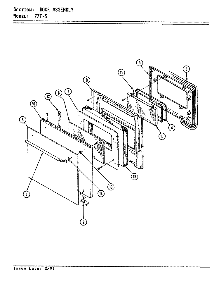 DOOR - LOWER Diagram and Parts List for 77FN-5EXWM9  Magic Chef Microwave Oven Combo