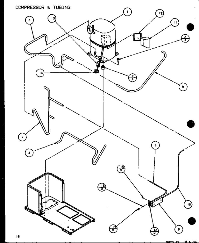 Compressor And Tubing 1 Diagram and Parts List for FADM3A P9851002C Amana Air Conditioner