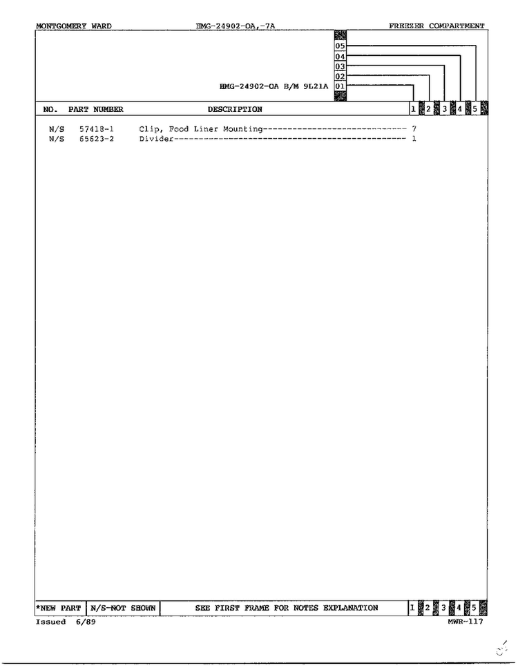Freezer Compartment Page 3 Diagram and Parts List for 24902A  Admiral Refrigerator