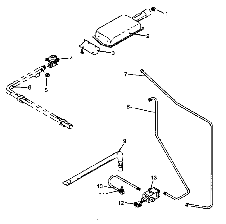 Gas Components Diagram and Parts List for AGS751W1P1141273NW  Amana Range