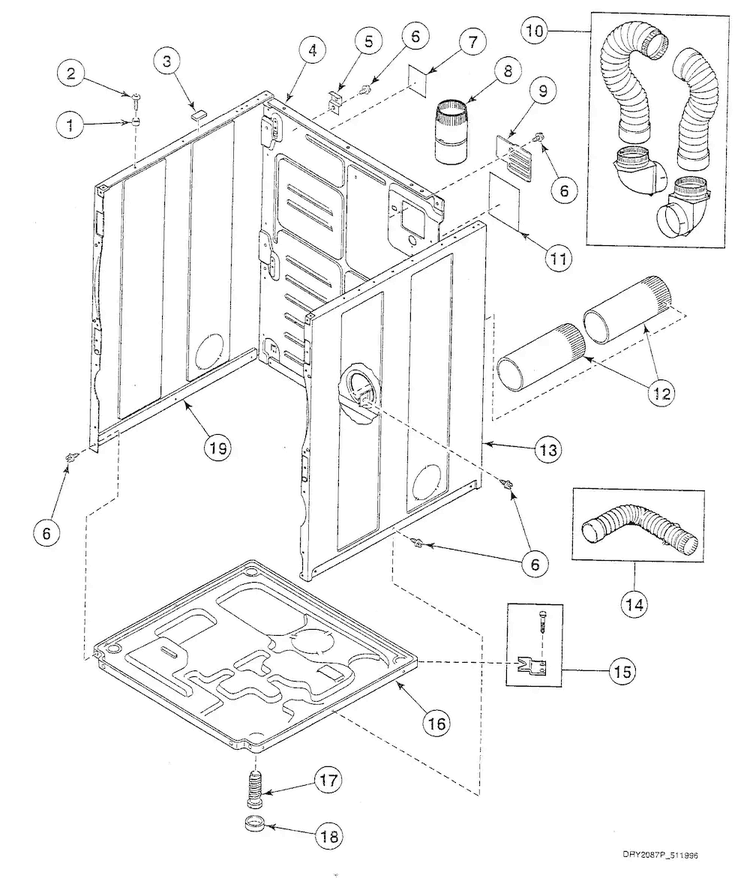 Cabinet Assy Diagram and Parts List for SSE007WF  Speed Queen Dryer
