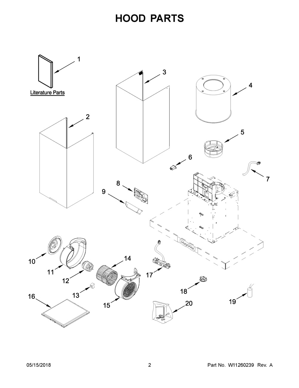 Hood Parts Diagram and Parts List for JVR0430HS0  Maytag Range Hood